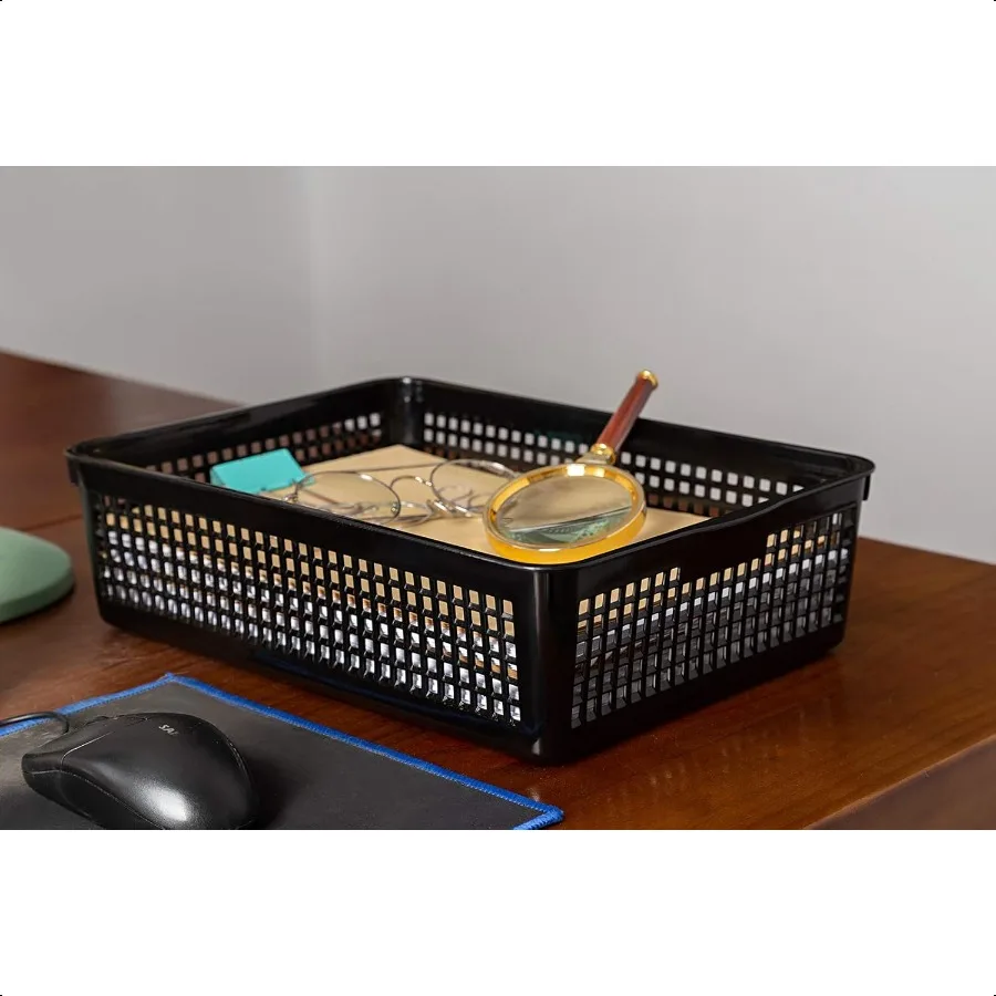 Пластиковые лотки для хранения бумаги формата А4, настольные корзины-органайзеры для файлов, 6 упаковок, черные