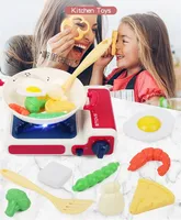 11pcs/set Simulate gas stove vegetable shrimp music LED Lights kids kitchen toy set Play house Interactive Toy baby best gift