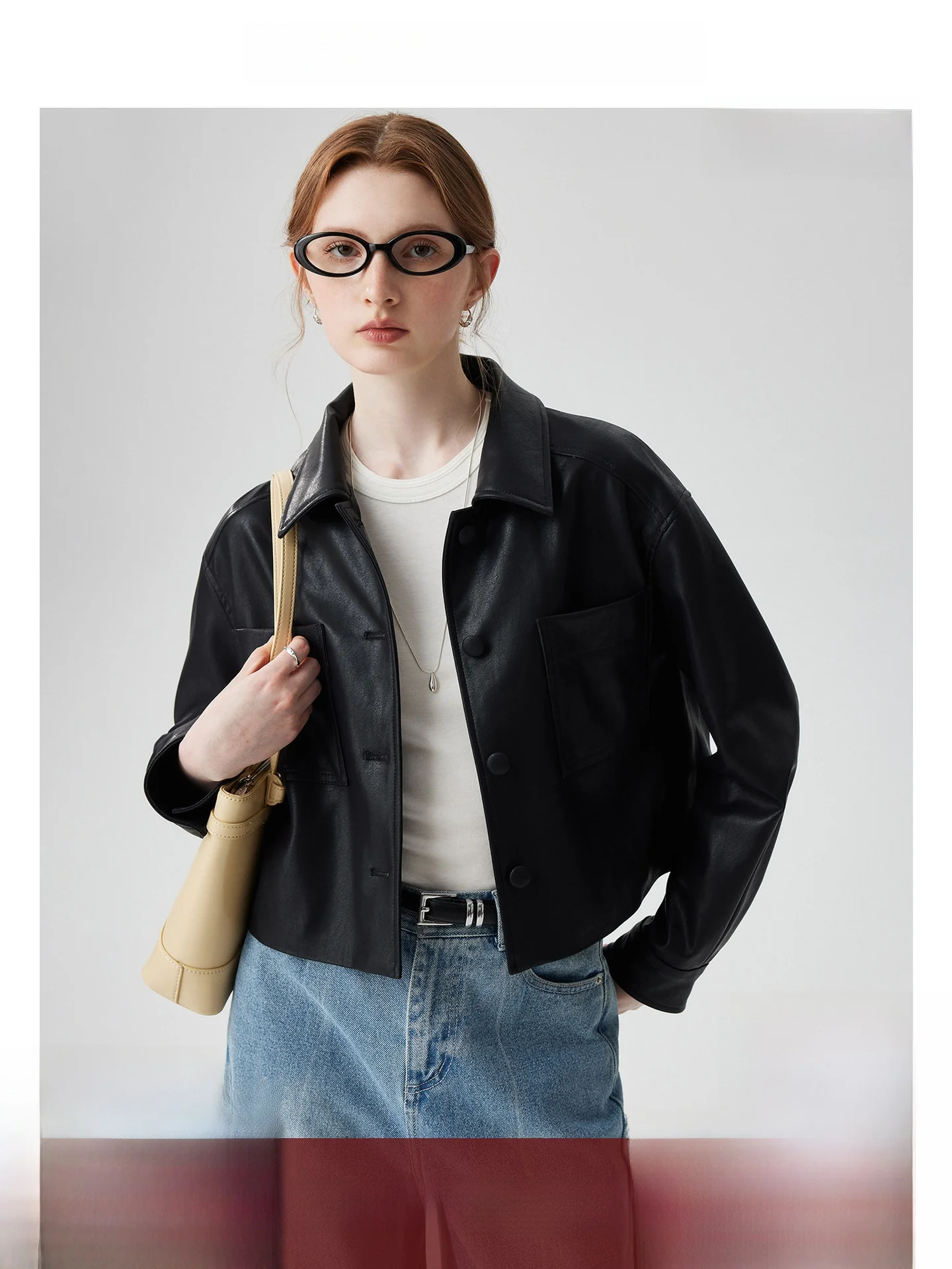 Kurtka damska ze sztucznej skóry PU, z kołnierzem, w stylu motocyklowym, modna, jesienna nowość, młodzieżowa, z włókna poliestrowego.