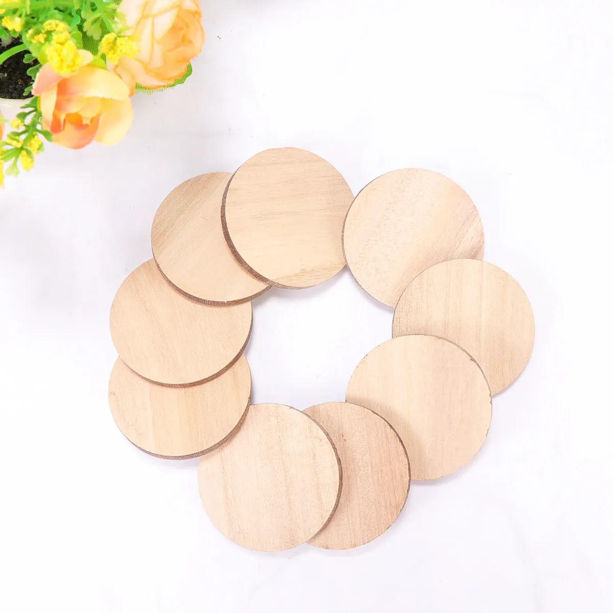 

50 шт. круглых деревянных дисков, премиум-класса, для поделок, 50 мм в диаметре, 5 мм толщиной, учебные пособия по математике для школьников