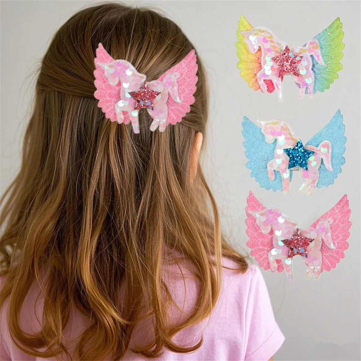 

Cute Wing Sequin Unicorn Hair Clips 1pcs Hairpins Barrettes for Girls Kids Hair Accessories Children's Hair Accessories