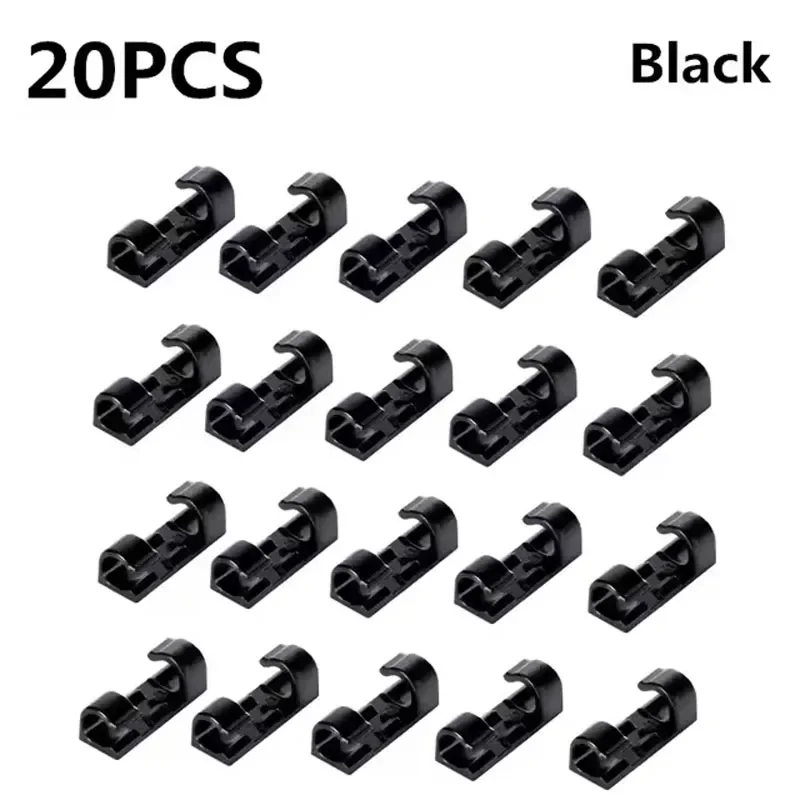 VIKEFON Beschikbaar 20 stuks Drie kleuren kabelhouder No-punch kabelmanager muursticker Traceless draadopslag Vaste zelfklevende