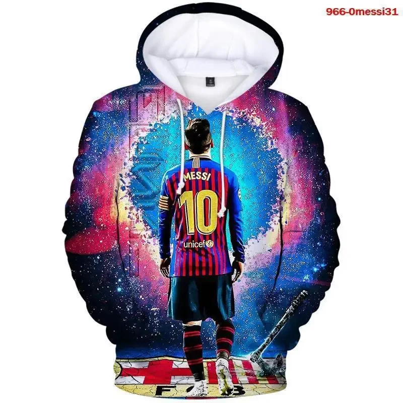 Autumn Men Messi Football Hoodie Children Pullover Adult Kids Casual Hooded Clothing Boys Girls Fashion Top Coat with Hat