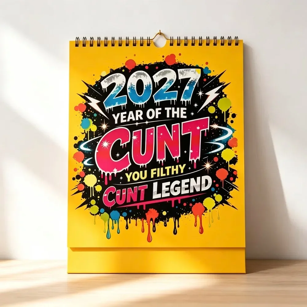 2027 12‑Month Funny Wall Calendar, Adult Humor Novelty, Colorful Graffiti Design, Gag Gift for Home & Office