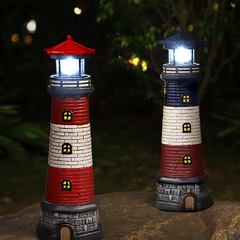 

LED Solar Lighthouse Garden Statue Light Solar Powered Waterproof Landscape Lamp for Outdoor Yard Lawn Decoration