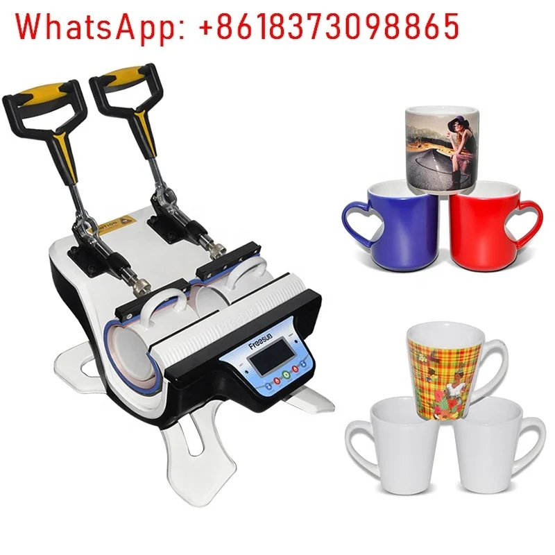 1pcs Double station semi-automatic manual heat press with flatbed printer for mug sublimation printing