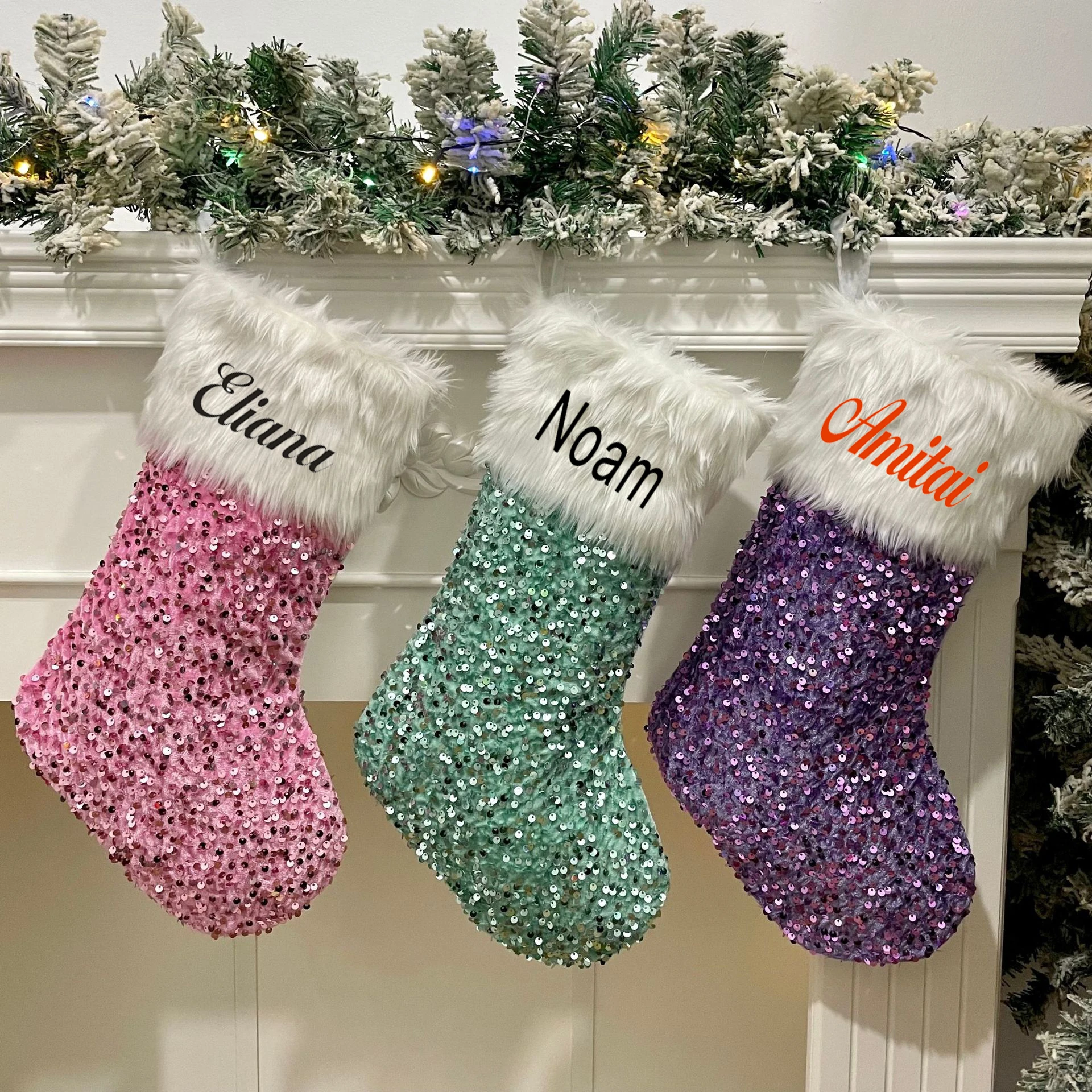 

Personalized printing Christmas gifts, candy bags, sequins, plush Christmas socks, Christmas tree pendants, Christmas decorative