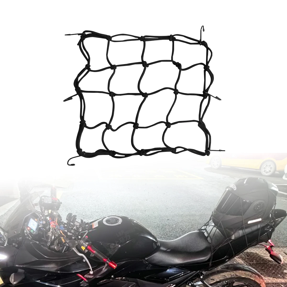 Bungee Cargo Net Strech Gear Helmet Luggage Netting for Motorcycle Bike Paddleboard Quad Canoe Moped ATV Accessories image 3