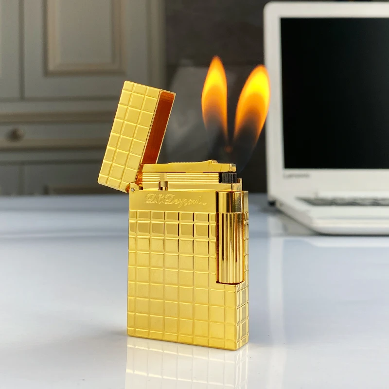 Commemorative Edition Luxury Butane Lighter Single & Double Flame Ping Sound Natural Paint Cigarette Smoker 16024