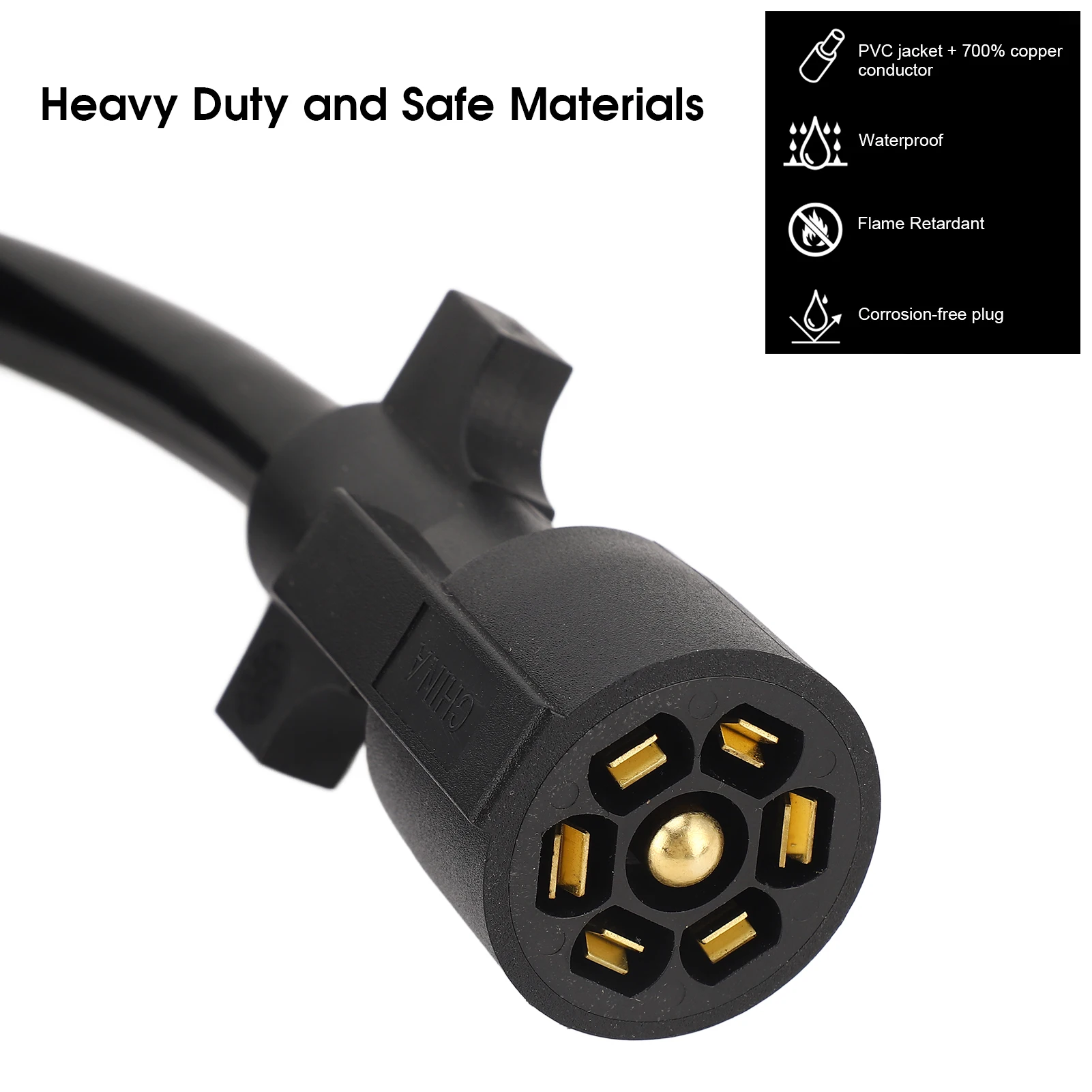 

Trailer Extension Cord 7 Way 3ft Double Prong Male Plug Connector RV Connecting Line