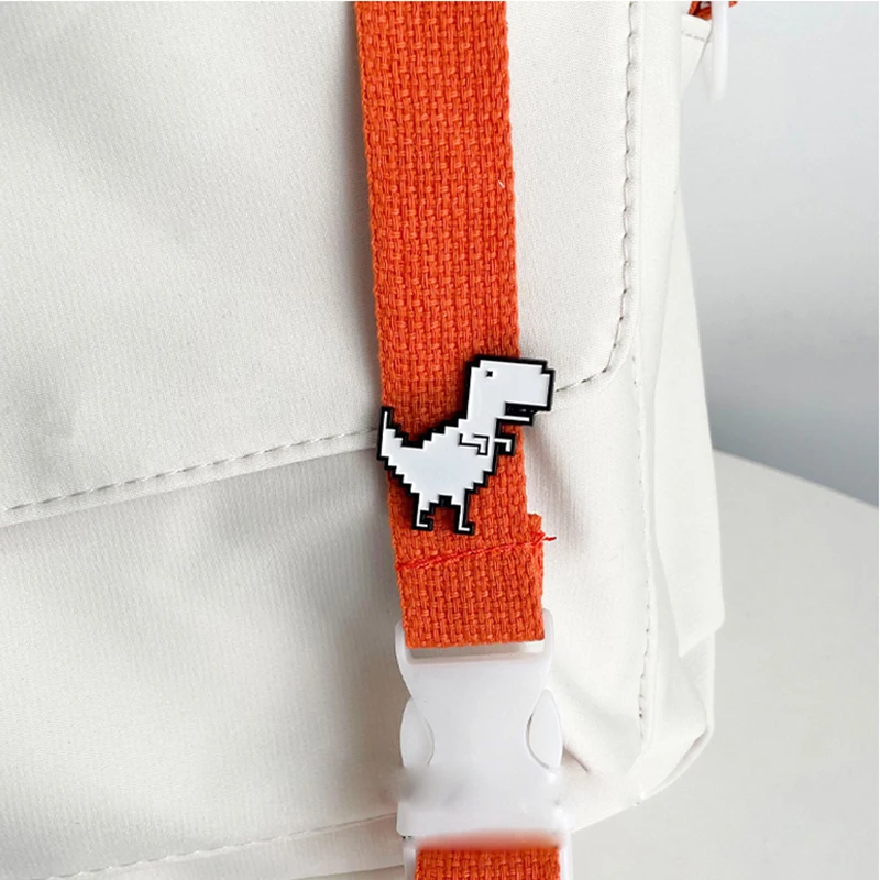 Retro Animal Dinosaur Enamel Brooch Pin Pixel Geometric White T-Rex Alloy Dinosaur Brooches Pins Badge Fashion Jewelry Gift