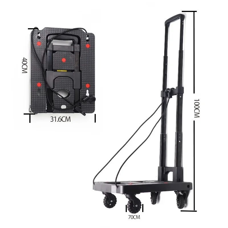 Universal silent four-wheel folding portable aluminum alloy tie rod trailer