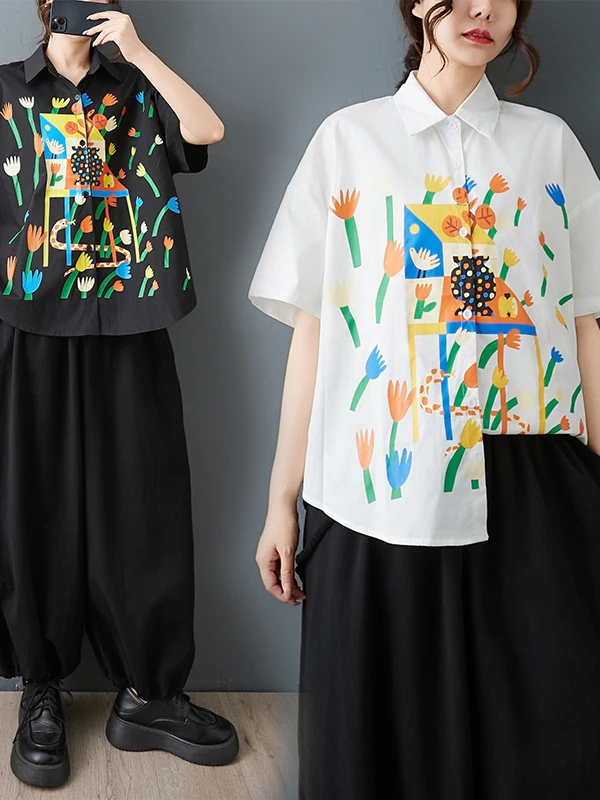 ريترو Sle ثلاثية الأبعاد طباعة ort Sve المرأة irt تصميم فضفاض تخفيف التخسيس توب صيف 2025 حجم كبير عادية Faion #2