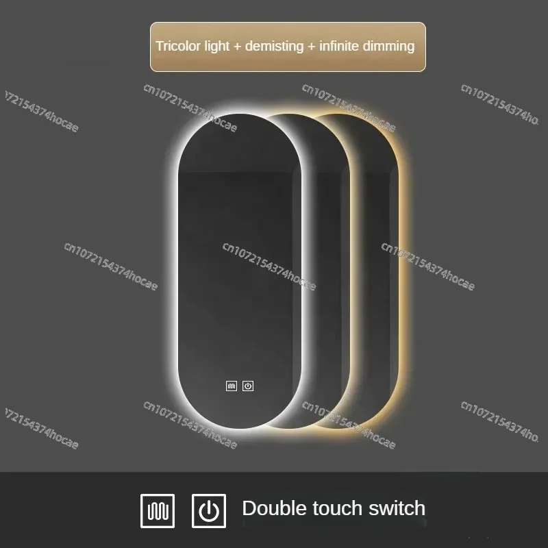Modern Creative Bathroom Mirrors for Office Oval Luminous Touch Screen Mirror New Smart Advanced Wall Mirrors for Bathroom