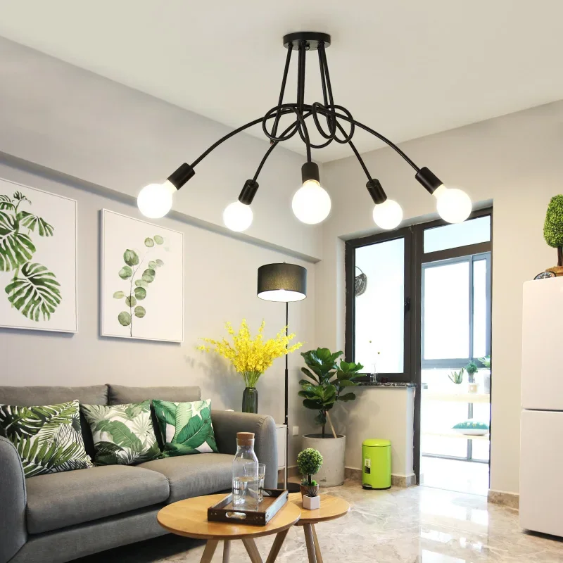 

Modern Hanging Lamps Simple Northern Europe American Droplight Iron Bending windmill Art Ceiling Mounted Pendant Light