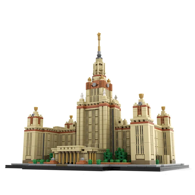 MOC-203389 Building Block Moscow State University Complex 1:800 Scale Model Cityscape Architecture Toys DIY Birthday Gifts