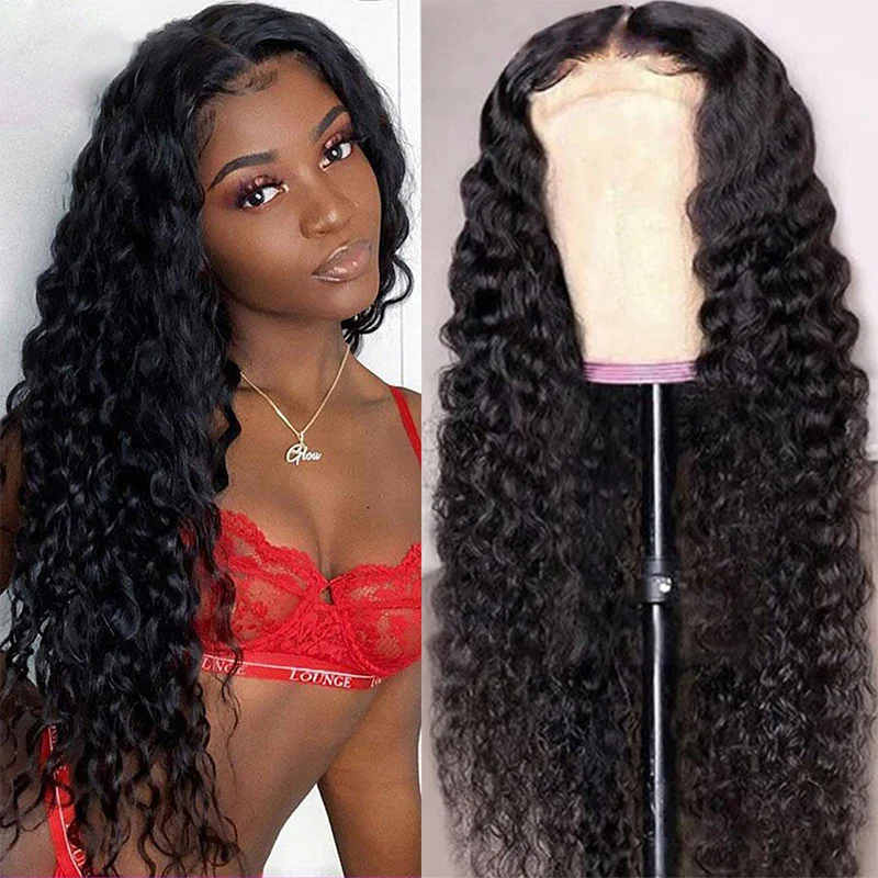 Cranberry Hair Remy Brazilian Water Wave T Middle Part Lace Frontal Wigs For Women Human Hair Curly Lace Front Human Hair Wigs