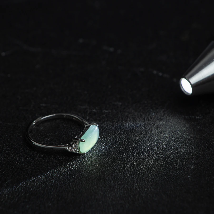 TIMESWIND أصيلة A-نوع الضوء الأزرق اليشم السرج الدائري S925 الفضة الزركون المرأة المفتوحة مجوهرات الأزياء مع شهادة #3