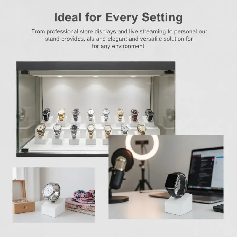 Watch Display Rack White Plastic Durable Stable Holder for Counter Showcase Watch Fair Exhibition Display