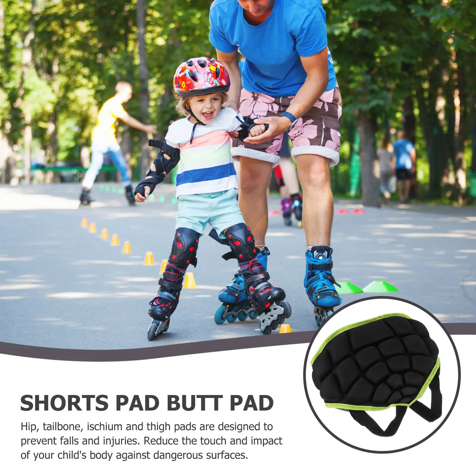 

1 шт. Защитная накладка на бедра для детей, утолщенная, ударопрочная, черная, для роликовых коньков, лыж, универсальная защитная подушка