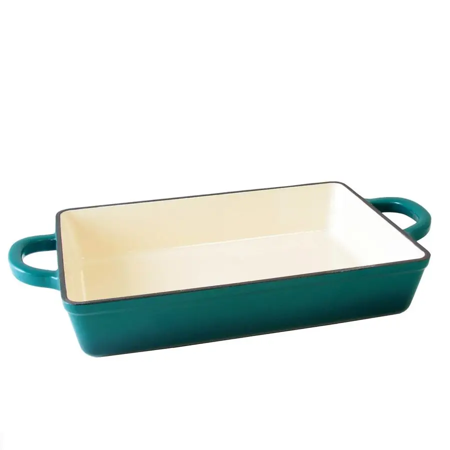 

Pot Artisan 13 Inch Enameled Cast Iron Lasagna Pan, Teal Ombre