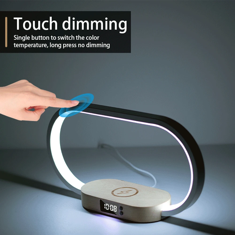 โคมไฟข้างเตียงชาร์จไร้สายอเนกประสงค์, โคมไฟตั้งโต๊ะแบบสัมผัสพร้อมนาฬิกาปลุกไฟปลุกสำหรับอ่านหนังสือตอนกลางคืน