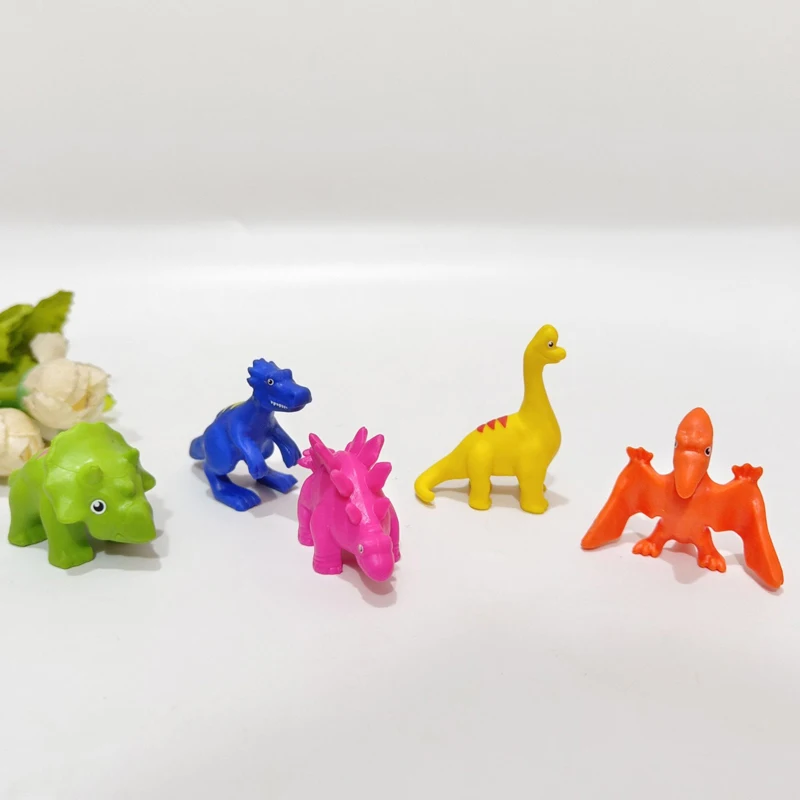 5-100Pcs Rainbow Color Cartoon Cute Soft Dinosaur PVC Figure Model Toy Gift For Kid Boy Girl