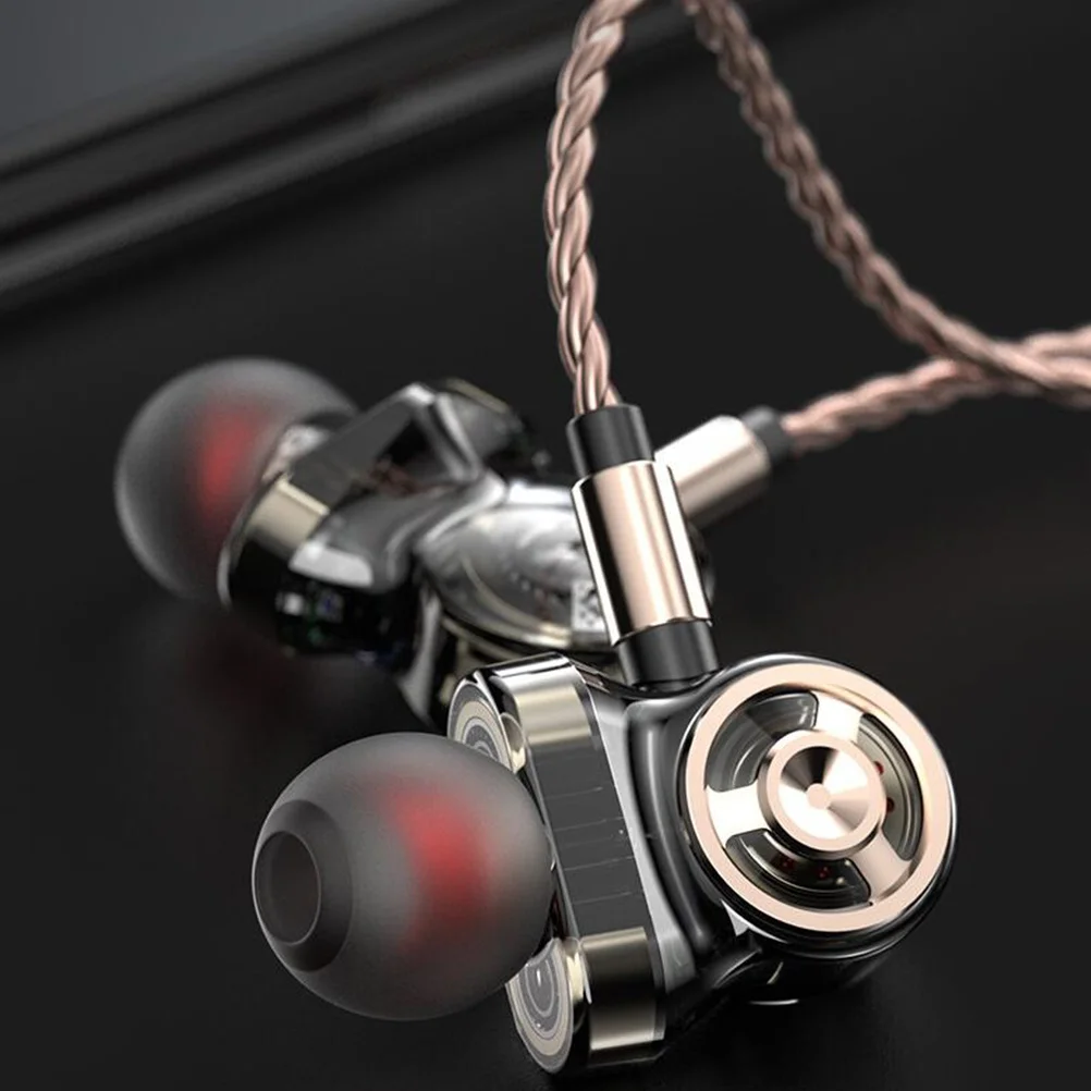 

6-Driver Unit Earbuds 3.5Mm Braided Wire Gold-Plated Plug Stereo Bass Subwoofer Earphone For Music Movie