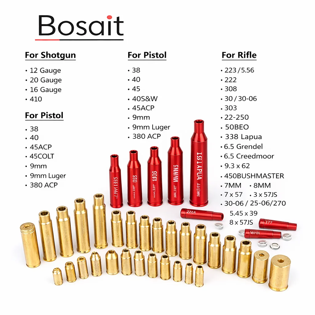 Laser Bore Sighter 9mm 223 45ACP 40SW 38SPL 380ACP 45COLT 30-30 30-06 12GA Boresighter