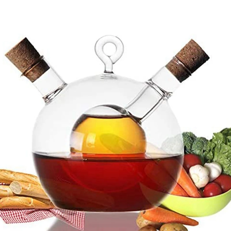 8X Olive Oil And Vinegar Dispenser 2 In 1 Kitchen Glass Bottle Oil And Vinegar Bottle With Cork Stopper