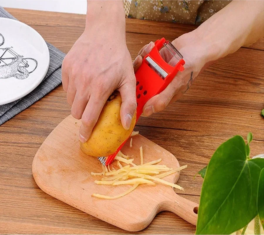 Multifunctional Plastic Peeler Fruit and Vegetable Grater Stainless Steel Blade Salad Maker French Fries Kitchen Gadgets