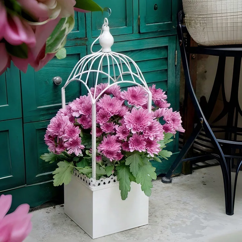 Vintage Hanging Basket Outdoor Wrought Iron Hanging Decoration for Courtyard Garden Hanging Flower Pot Balcony Hanging Orchid Pot