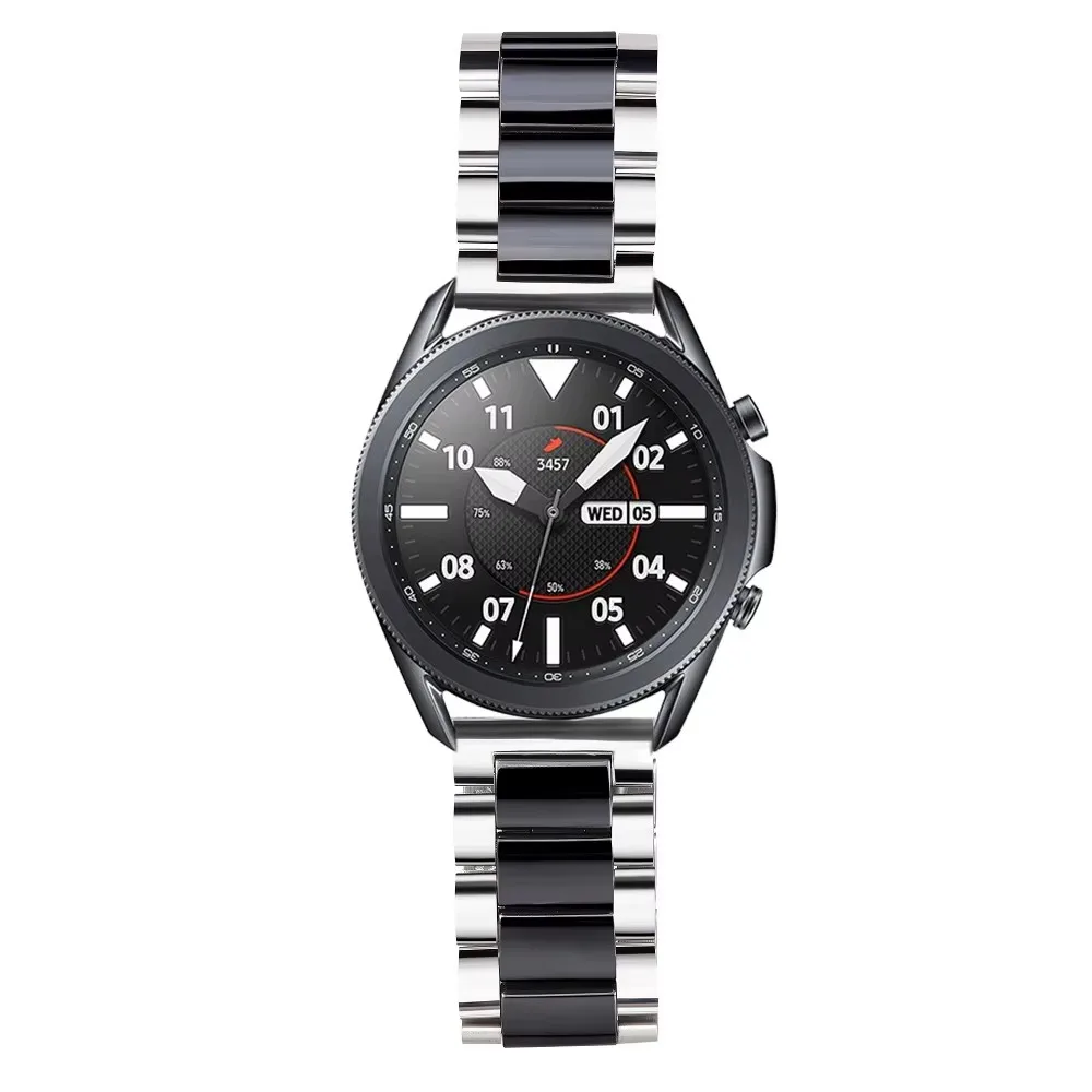 حزام ساعة 22 ملم معدن + سيراميك لساعة سامسونج جالاكسي 3 جير S3/ساعة هواوي 4/3/GT4-3-2 Pro/Amazfit GTR4 سوار سيراميك