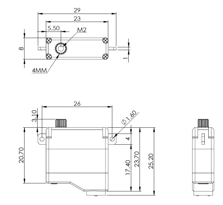 HV6120 Wing CNC Metal Gear Servo for 100kg   5.4Kg.cm 0.08s 11.0g 8mm HV Digital Servo 23g Payload for Glider