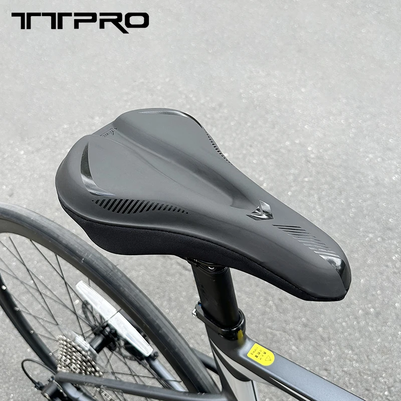 

TTPRO Comfortable Bicycle Seat Cover Anti-Slip PU Leather High Elastic Memory Sponge+Soft Gel MTB Road Bike Saddle Cover