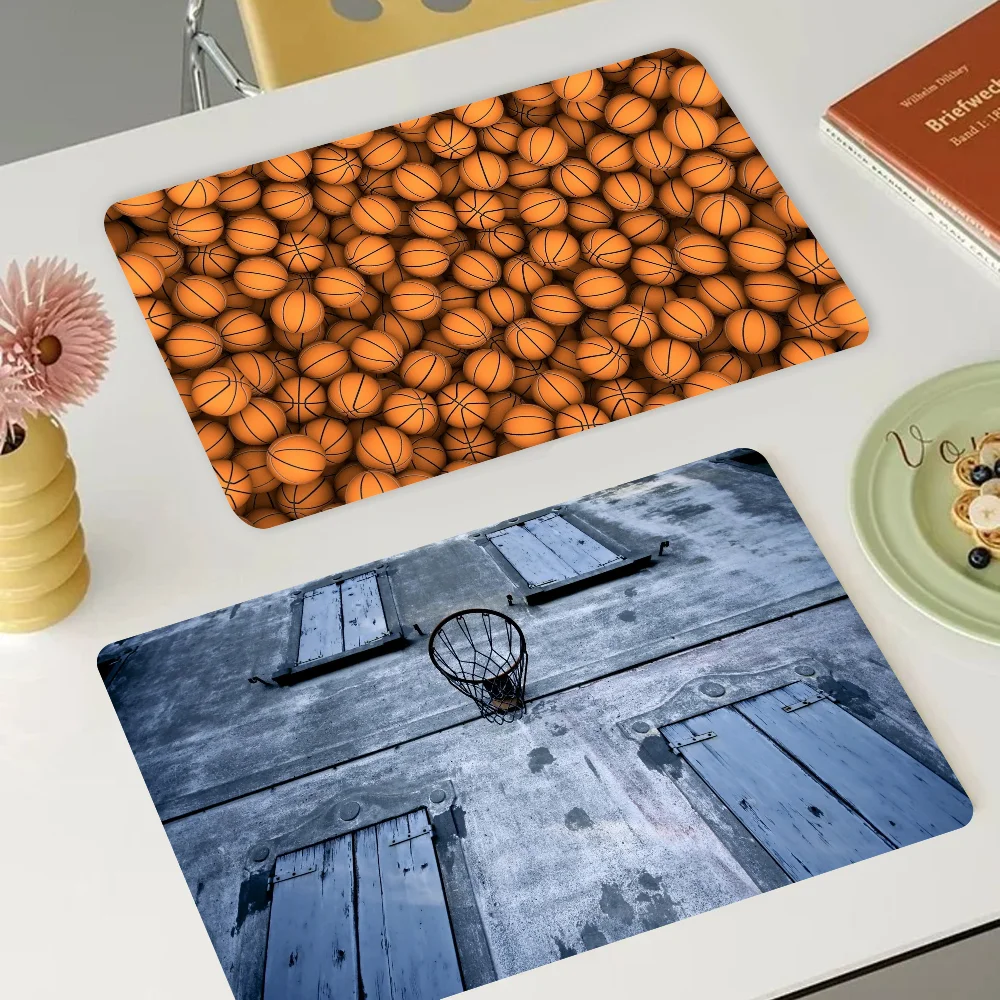 

Basketball Kitchen Countertop Draining Mat Vintage Absorbent Mat Desktop Drying Mat Coasters Washable Tea Table Pad