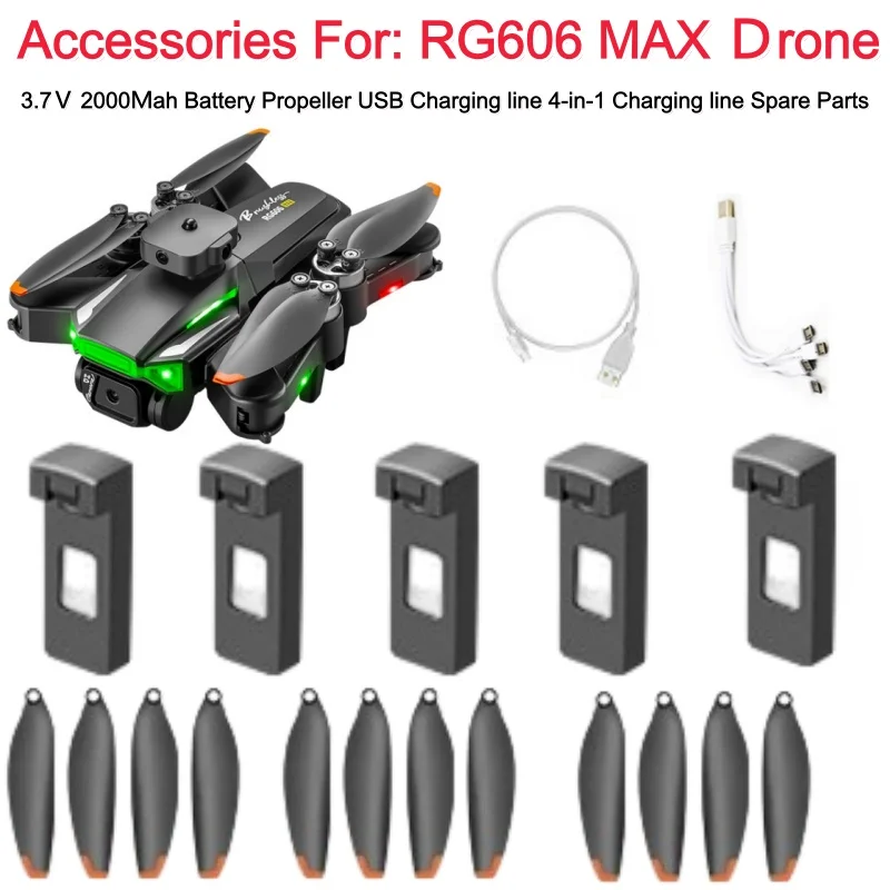 

RG606 MAX Бесщеточный пульт дистанционного управления RC Дрон Квадрокоптер Запасные части 3,7 В 2000 мАч Батарея Пропеллер USB RG606MAX Аксессуары для дронов