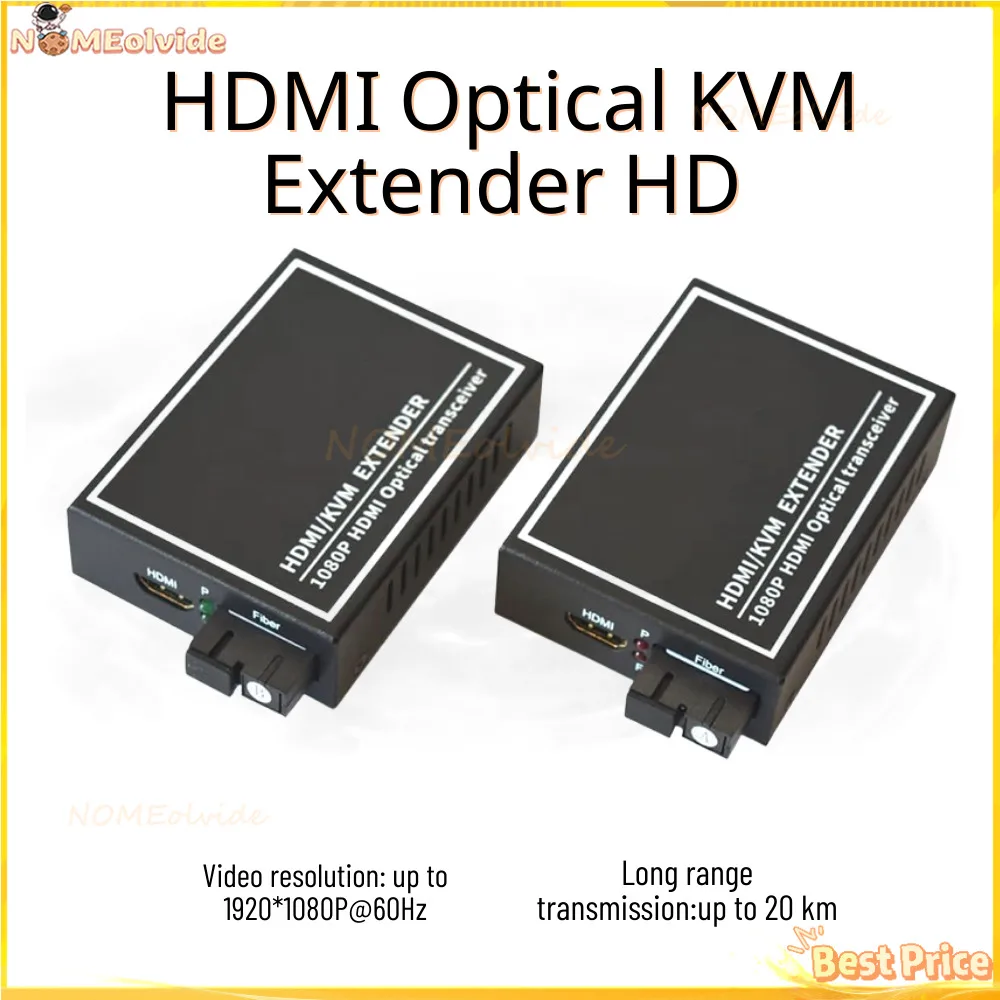 hdmi光kvm、usbマウスキーボード、オーディオビデオhd-1080p解像度、光ファイバーエクステンダーhd、20km伝送、scポート搭載