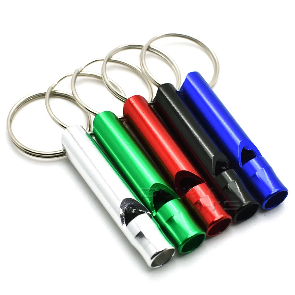 Aluminium Camping Survival Whistle Key Pendant Stylish Keychain Keyring