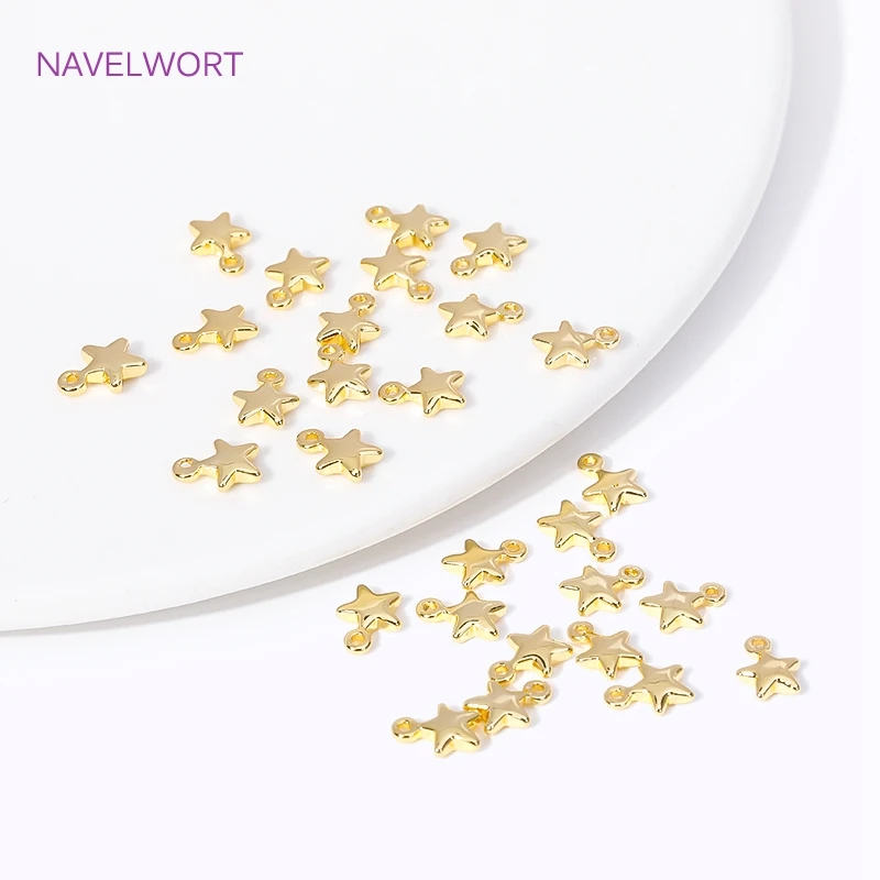 Trendy 18K Gold Plated Brass Tiny Star Pendant Metal Small Pentagram Charms For Jewelry Making DIY Bracelets Necklace Findings