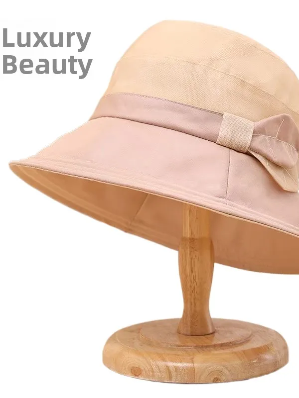silk-fisherman-hat-versatile-57cm-sun-protection-european-organza-all-season-women's-fashion-accessory-simple-style-autumn-wear