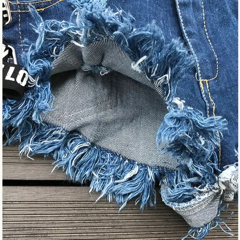 European And American Fashion HOT Y2K High Waisted Ripped Denim Shorts For Women Sexy Summer Shorts Hot Pants Black Jeans
