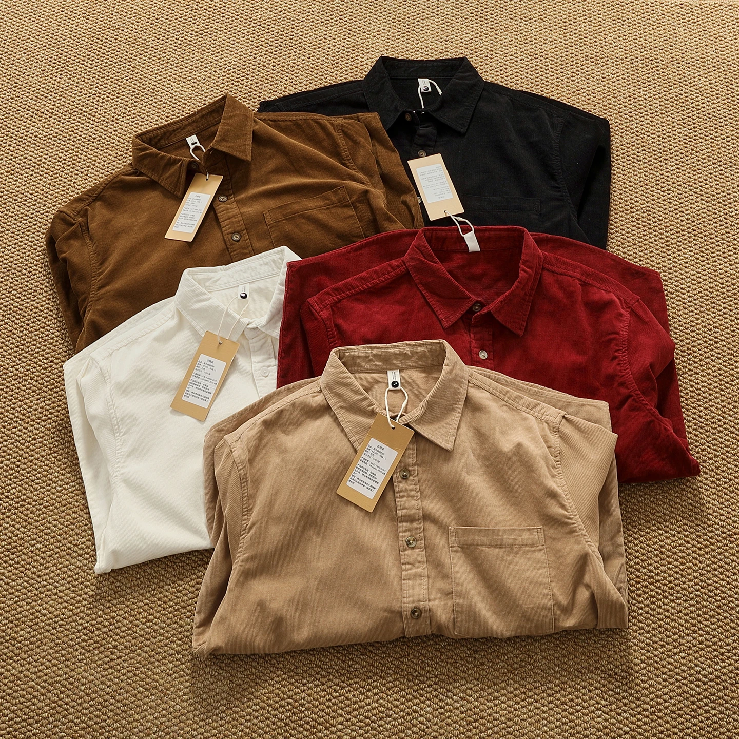 

Retro simple solid color pure cotton corduroy long-sleeved shirt men's loose casual versatile shirt jacket