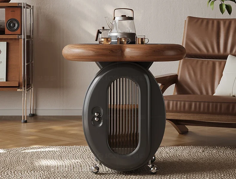 

Medieval movable solid wood tea table Italian living room high-end sofa side cabinet