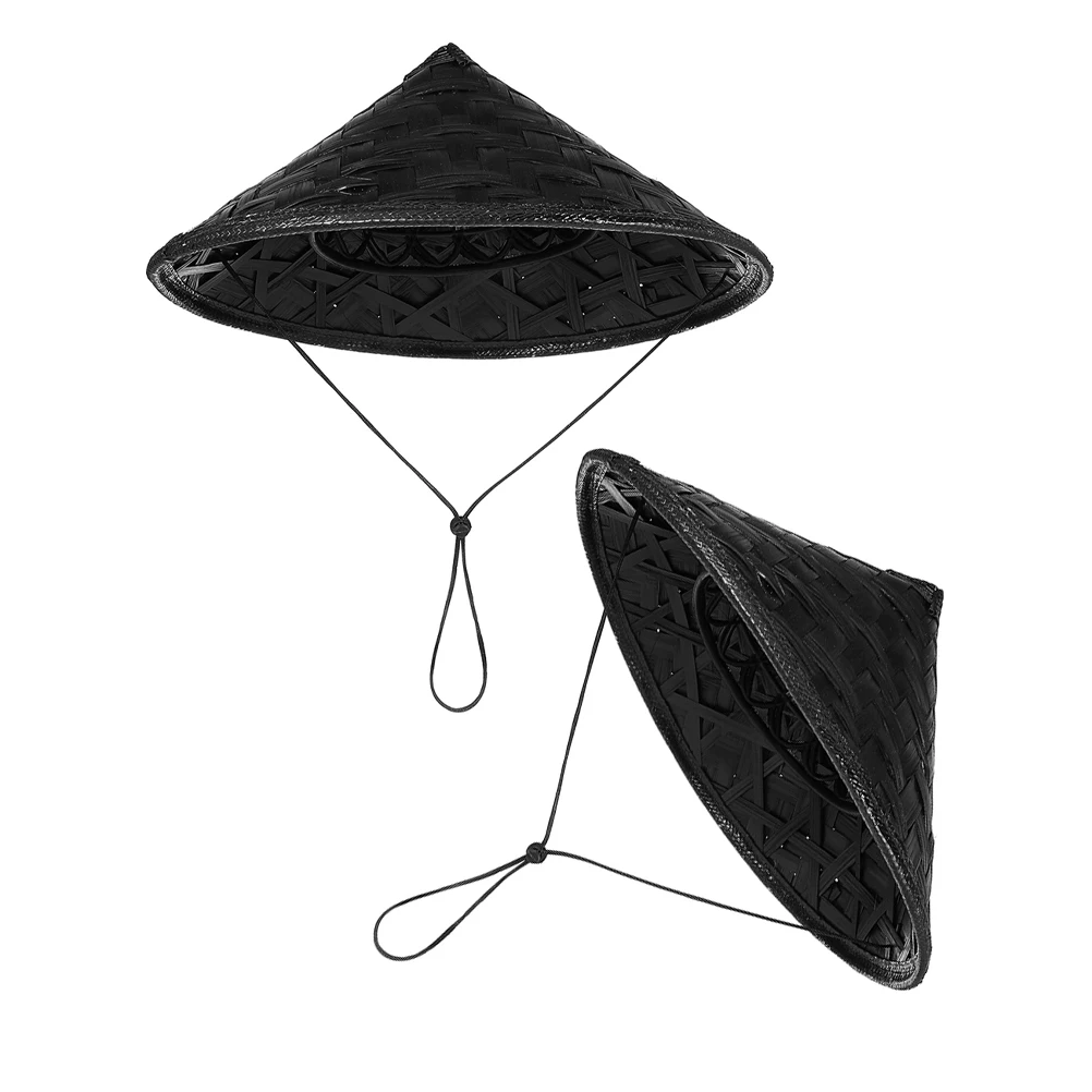 

2 Pcs Bamboo Hat Japanese Cosplay Samurai Costume Conical Funny Hats for Adults Party Chinese