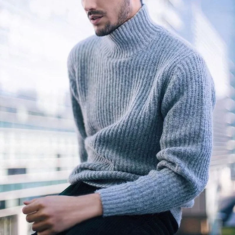Winter Explosive Solid Color Versatile Men's Turtleneck Fashion Sweater