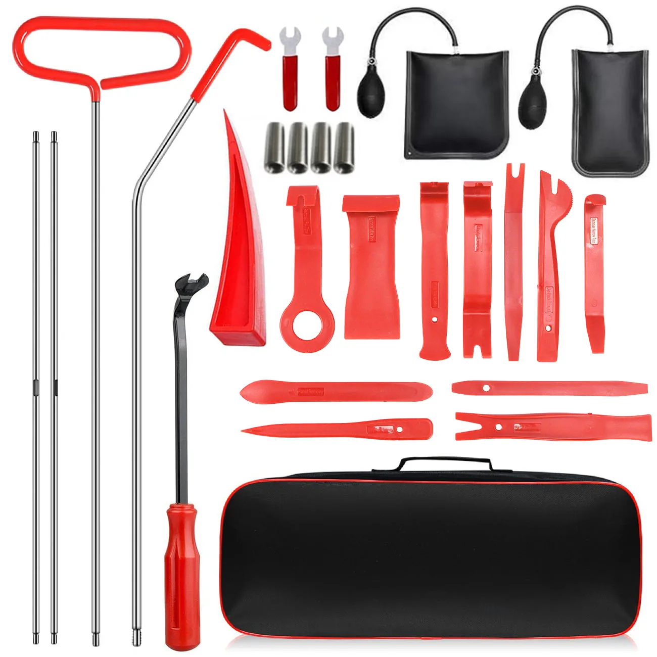 Car Door Tool Kit Inflatable Air Wedge Pump Auto Repair Window Door Open Fixing Gripper Tools Long Reach Kits with Carrying Bag