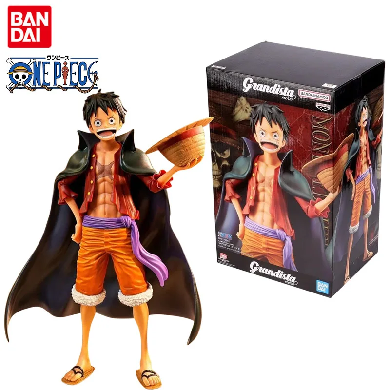 

Bandai Genuine ONE PIECE Anime Figure Monkey D. Luffy Black Robe Action Figure Toys for Boys Girls Kids Gift Collectible Model