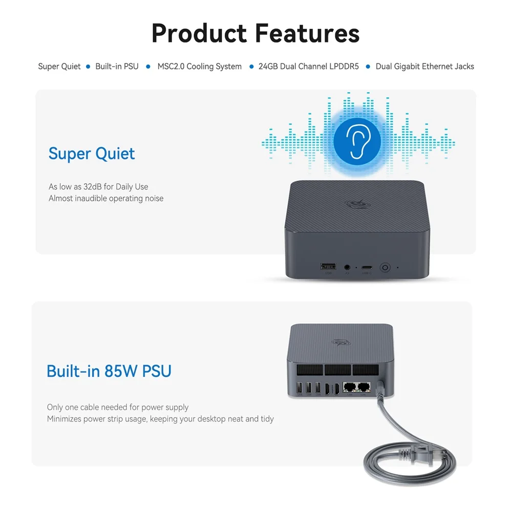 Beelink EQi12 Процессоры Intel 12th Core i3 1220P 24G RAM 500G SSD DDR5 Lan 1000M WiFi6 4K HD Настольный компьютер VS SEi12 1260P