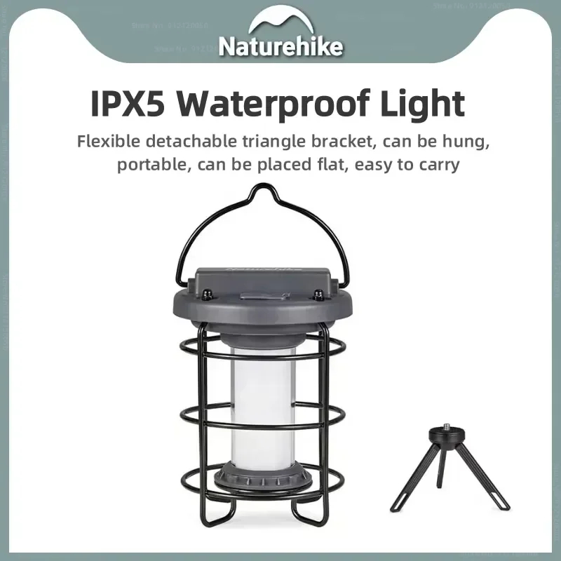 Naturehike Outdoor Camping Light 3 Stop Dimming Rechargeable Portable Travel IXP4 Waterproof Lighting Light Detachable Bracket